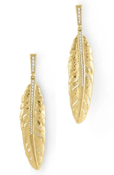 Anabel Aram Jewelry Feather Drop Earrings In Gold