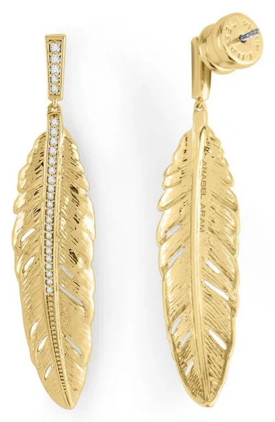 Anabel Aram Jewelry Feather Drop Earrings In Gold