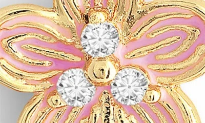 Anabel Aram Jewelry Butterfly With Enamel Flower Drop Earrings In Gold