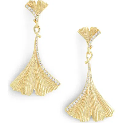 Anabel Aram Jewelry Ginkgo Leaf Large Drop Earrings In Gold