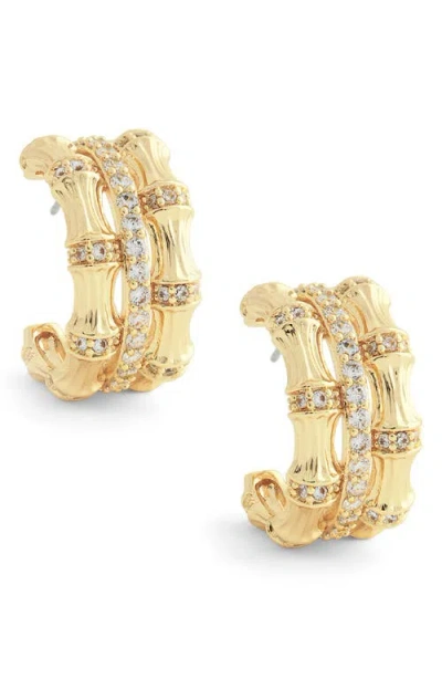 Anabel Aram Jewelry Bamboo Stacked Huggie Hoop Earrings In Gold