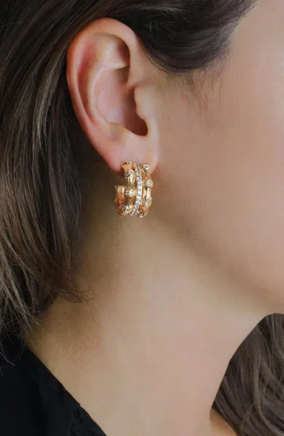 Anabel Aram Jewelry Bamboo Stacked Huggie Hoop Earrings In Gold