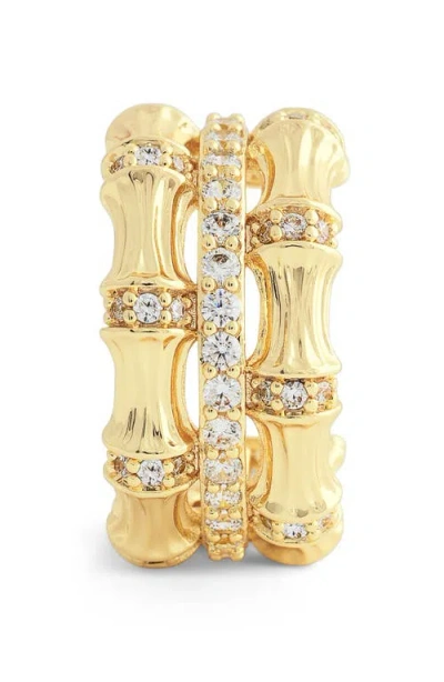 Anabel Aram Jewelry Bamboo Stacked Huggie Hoop Earrings In Gold