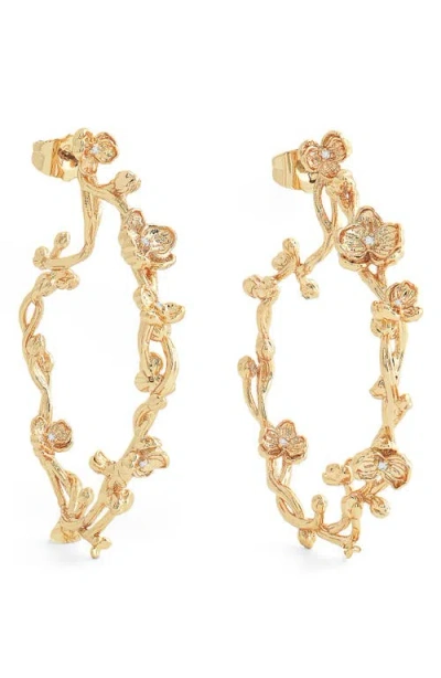 Anabel Aram Jewelry Orchid Hoop Earrings In Gold