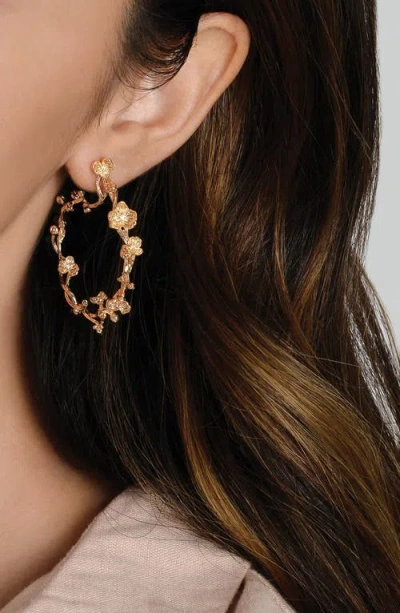 Anabel Aram Jewelry Orchid Hoop Earrings In Gold