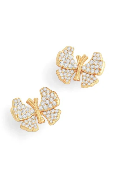 Anabel Aram Jewelry Butterfly Pavé Stud Earrings In Gold