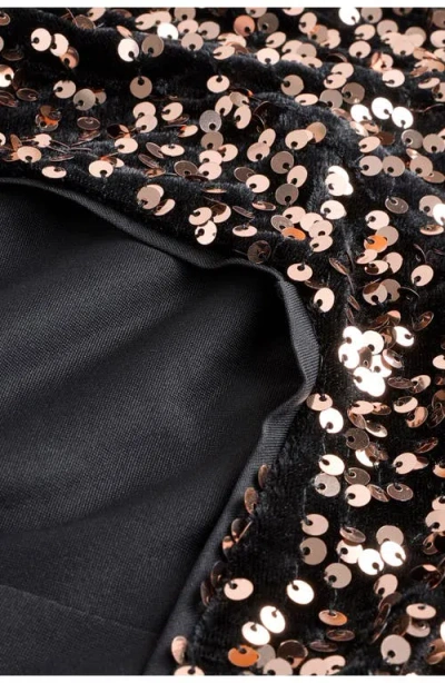 Next Sequin Square Neck Long Sleeve Minidress In Black