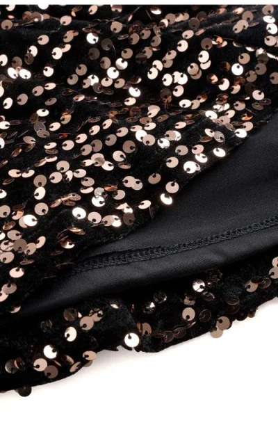 Next Sequin Square Neck Long Sleeve Minidress In Black