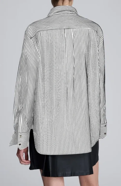 Kenneth Cole Stripe Poplin Button Front Shirt In White