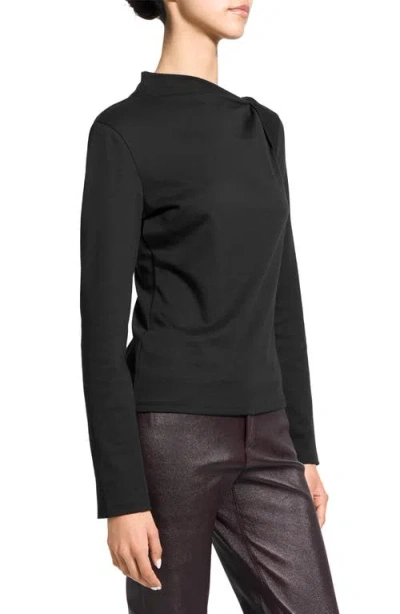 Theory Twist Neck Top In Cotton Jersey In Black