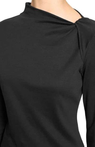 Theory Twist Neck Top In Cotton Jersey In Black