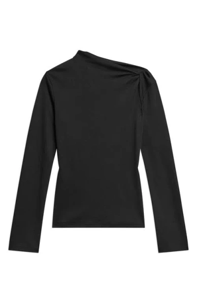 Theory Twist Neck Top In Cotton Jersey In Black