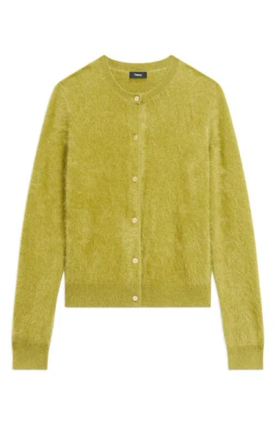 Theory Brushed Cardigan In Airy Cashmere In Animal Print