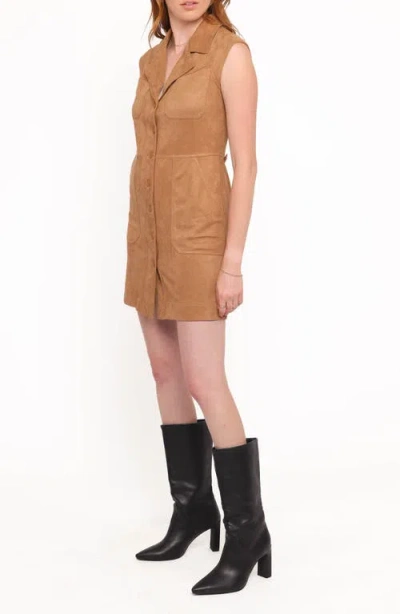 Petal And Pup Petal & Pup Xoey Sleeveless Faux Suede Minidress In Brown