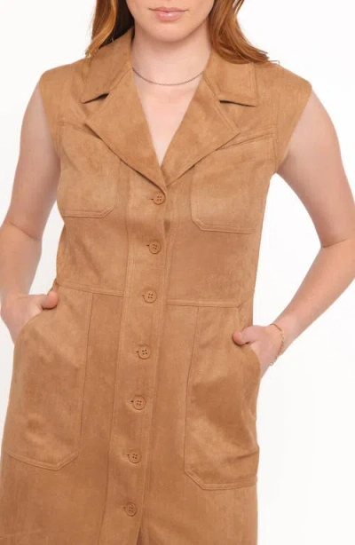 Petal And Pup Petal & Pup Xoey Sleeveless Faux Suede Minidress In Brown