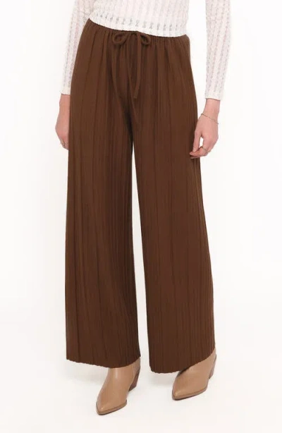 Petal And Pup Petal & Pup Davis Pleated Wide Leg Knit Pants In Brown