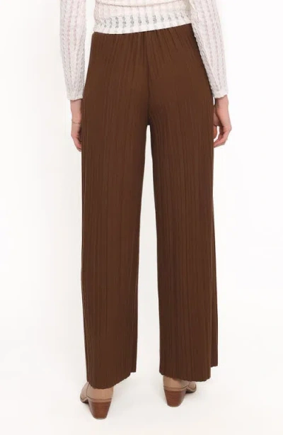 Petal And Pup Petal & Pup Davis Pleated Wide Leg Knit Pants In Brown