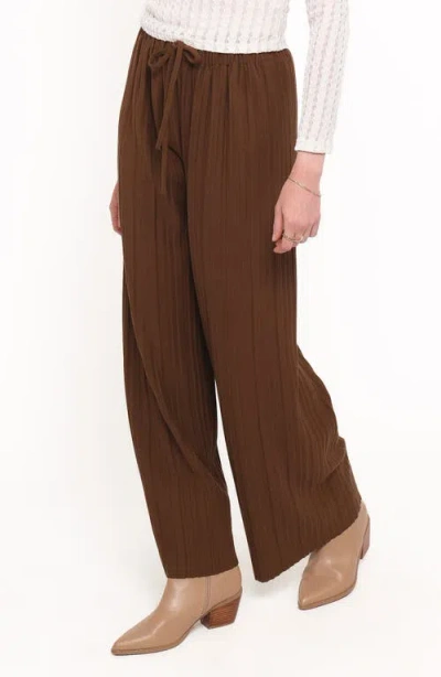 Petal And Pup Petal & Pup Davis Pleated Wide Leg Knit Pants In Brown