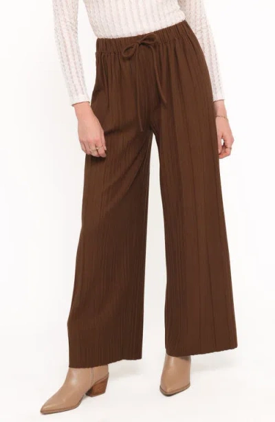 Petal And Pup Petal & Pup Davis Pleated Wide Leg Knit Pants In Brown