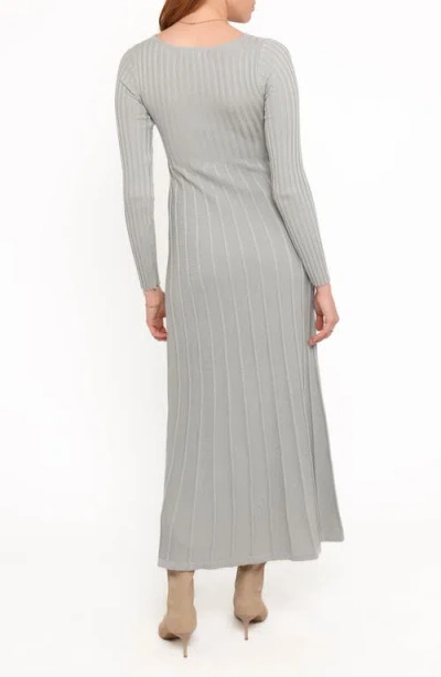 Petal And Pup Petal & Pup Alison Long Sleeve Rib Maxi Dress In Gray