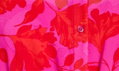 Sugarlips Irene Kensie Floral Long Sleeve Smock Waist Dress In Pink