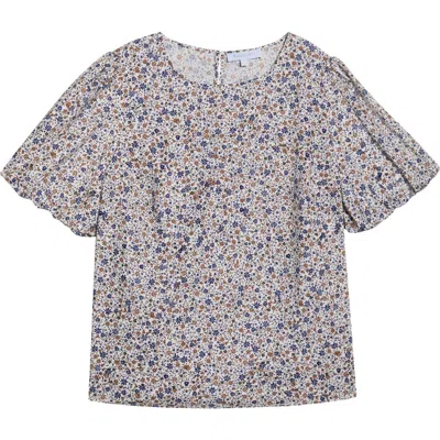Sugarlips Heath Floral Print Puff Sleeve Shirt In Multi