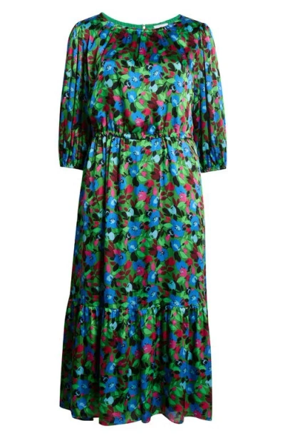 Sugarlips Destine Floral Print Long Sleeve Maxi Dress In Green