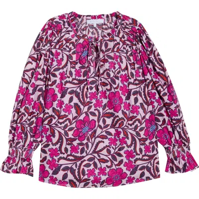 Sugarlips Aubrey Floral Print Long Sleeve Shirt In Animal Print