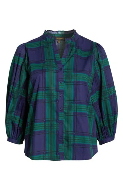 Sugarlips Ima Harrisville Plaid Button-up Cotton Shirt In Blue