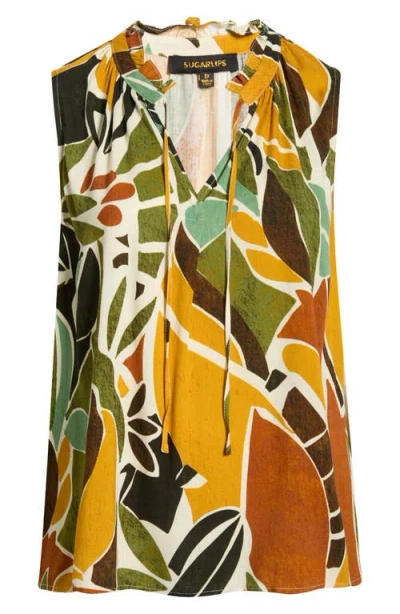 Sugarlips Reina Tropical Print Sleeveless Top In Animal Print