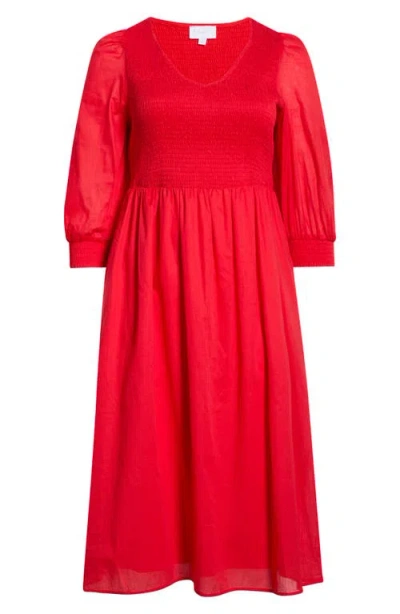 Sugarlips Zelda Smocked Long Sleeve Maxi Dress In Red
