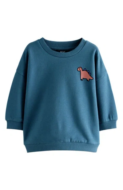 Next Kids' Dino Camp Cotton Graphic Sweatshirt In Blue