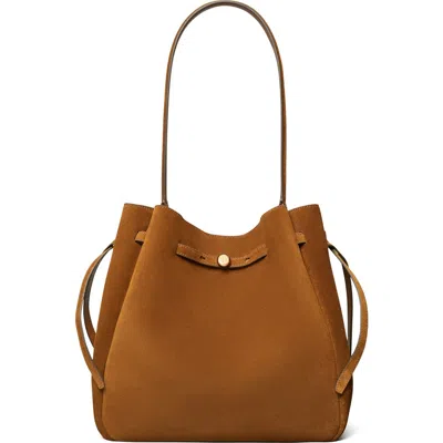 Tory Burch Large Romy Suede Bucket Bag In Brown