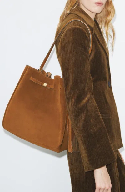 Tory Burch Large Romy Suede Bucket Bag In Brown