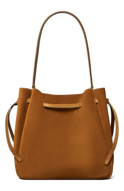 Tory Burch Large Romy Suede Bucket Bag In Brown