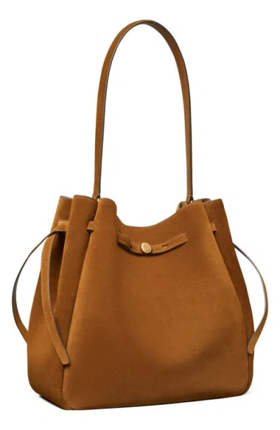 Tory Burch Large Romy Suede Bucket Bag In Brown
