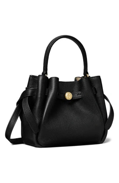 Tory Burch Romy Mini Leather Bucket Bag In Black