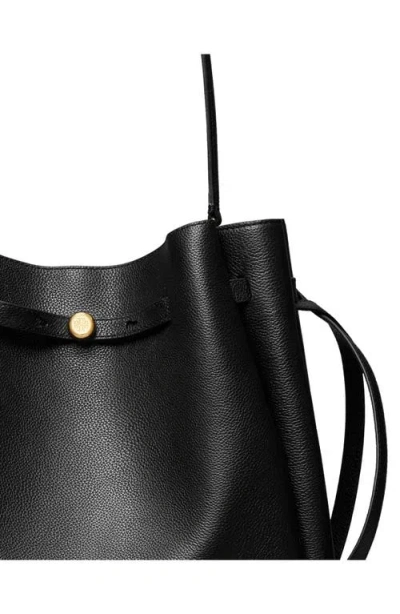Tory Burch Large Romy Pebble Leather Bucket Bag In Black