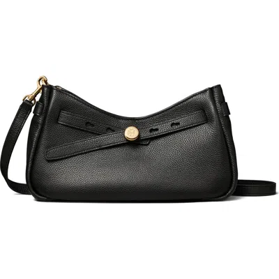 Tory Burch Romy Zip Top Leather Crossbody Bag In Black