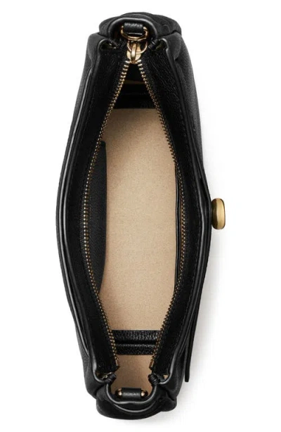 Tory Burch Romy Zip Top Leather Crossbody Bag In Black