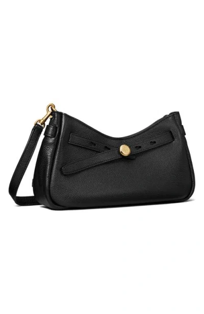 Tory Burch Romy Zip Top Leather Crossbody Bag In Black