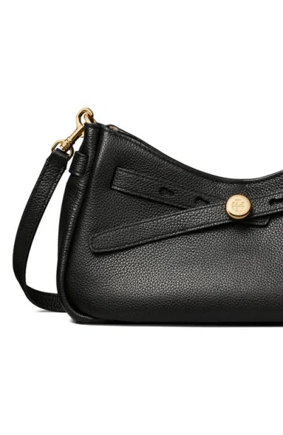 Tory Burch Romy Zip Top Leather Crossbody Bag In Black