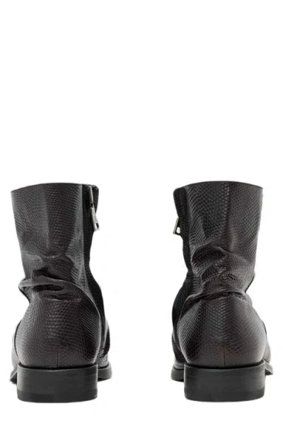 John Varvatos Morrison Sharpei Slouchy Reptile Embossed Boot In Black