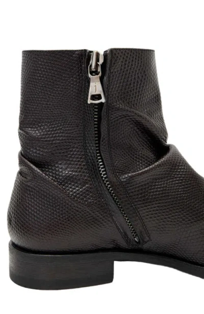 John Varvatos Morrison Sharpei Slouchy Reptile Embossed Boot In Black