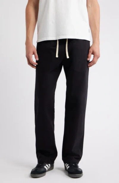 Standard Issue Standard Cotton Stretch Poplin Drawstring Slacker Pants In Black