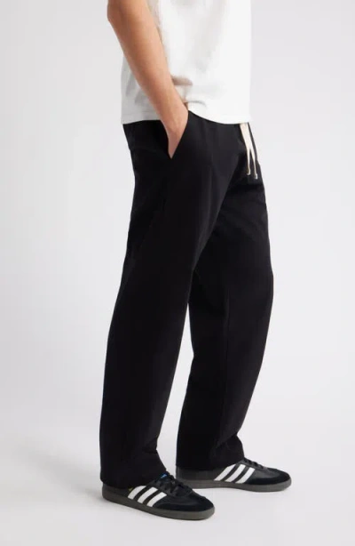Standard Issue Standard Cotton Stretch Poplin Drawstring Slacker Pants In Black