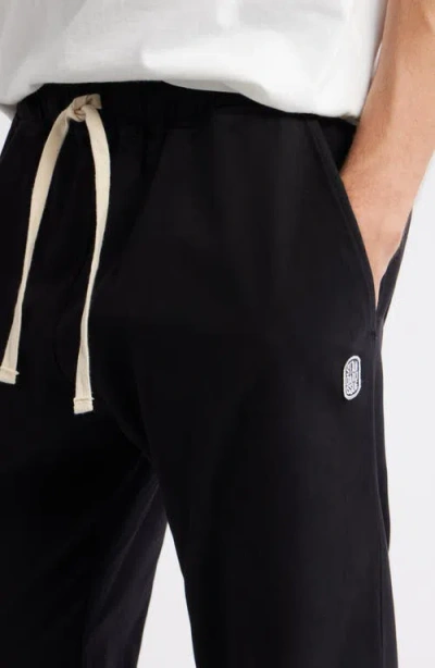 Standard Issue Standard Cotton Stretch Poplin Drawstring Slacker Pants In Black