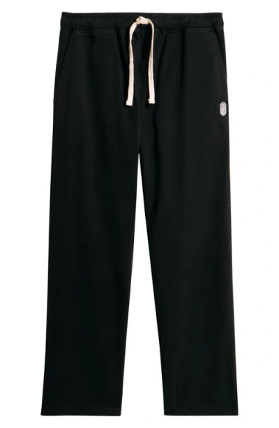 Standard Issue Standard Cotton Stretch Poplin Drawstring Slacker Pants In Black