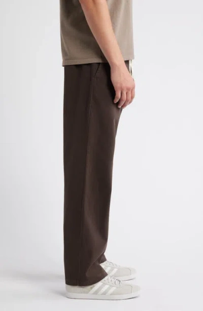 Standard Issue Standard Cotton Stretch Poplin Drawstring Slacker Pants In Brown