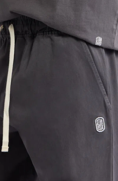 Standard Issue Standard Cotton Stretch Poplin Drawstring Slacker Pants In Black